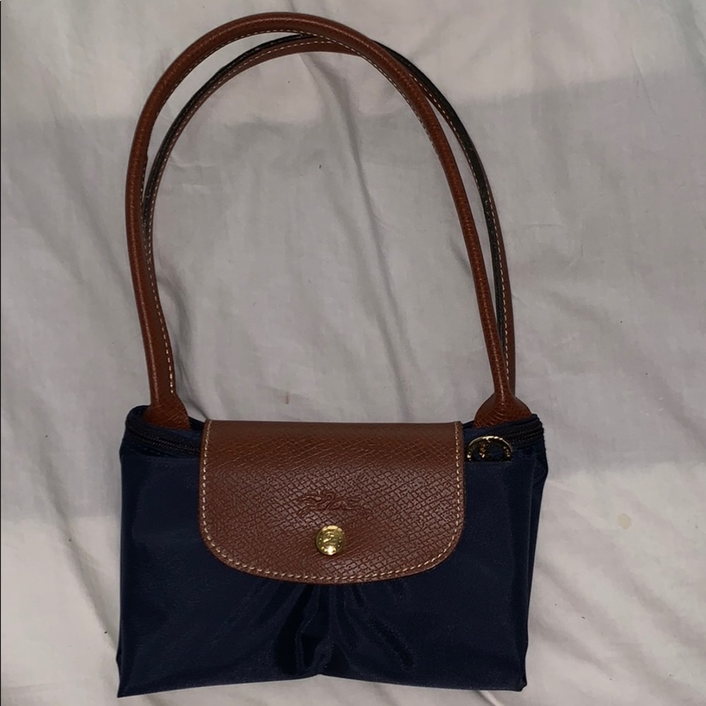 Navy blue long strap longchamp